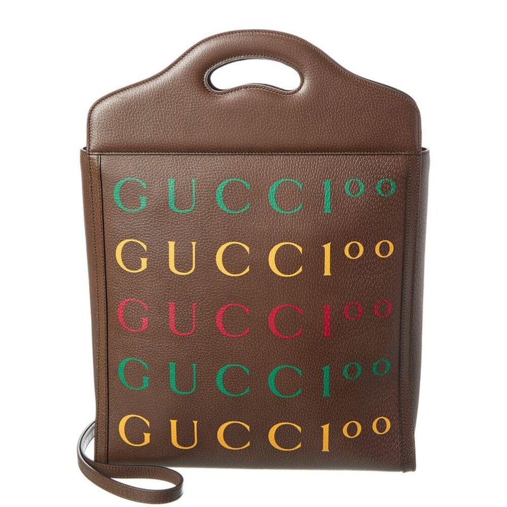 Gucci 100 Medium Leather Tote, Brown